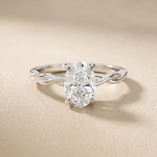 Oval Cut Lab Grown Diamond Ring in White Gold