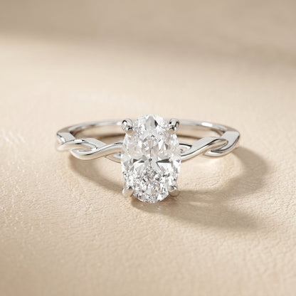 Oval Cut Lab Grown Diamond Ring in Platinum