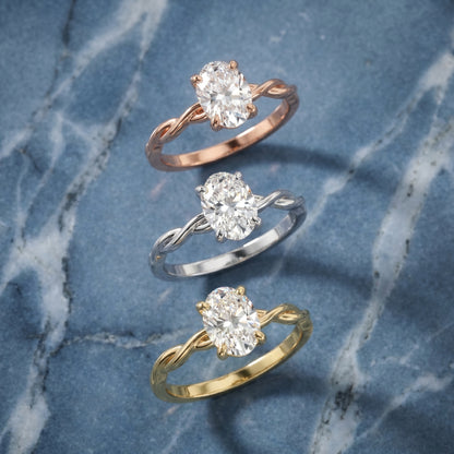 Oval Cut Lab Grown Diamond Ring in White Gold
