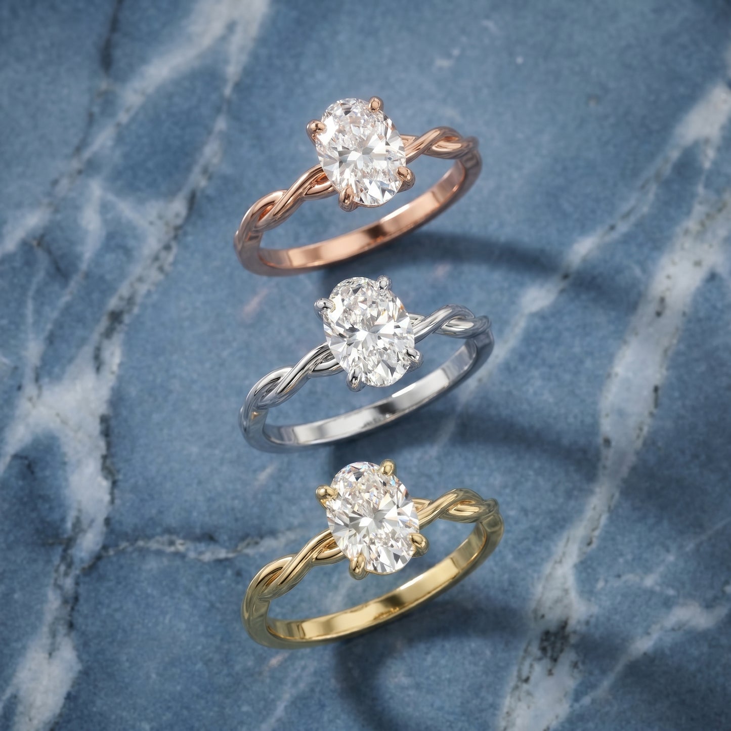 Oval Cut Lab Grown Diamond Ring in Platinum