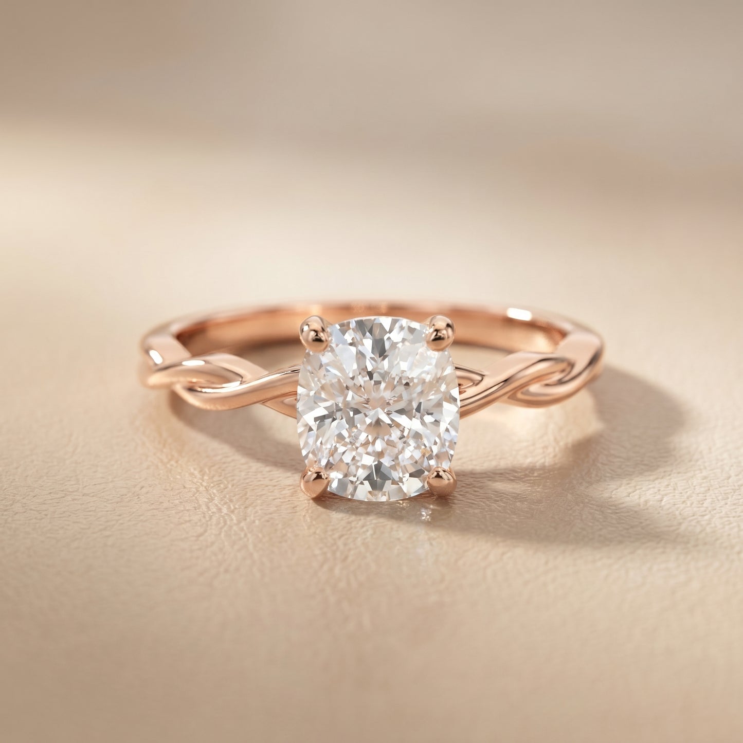 Cushion Cut Lab Grown Diamond Ring in Rose Gold
