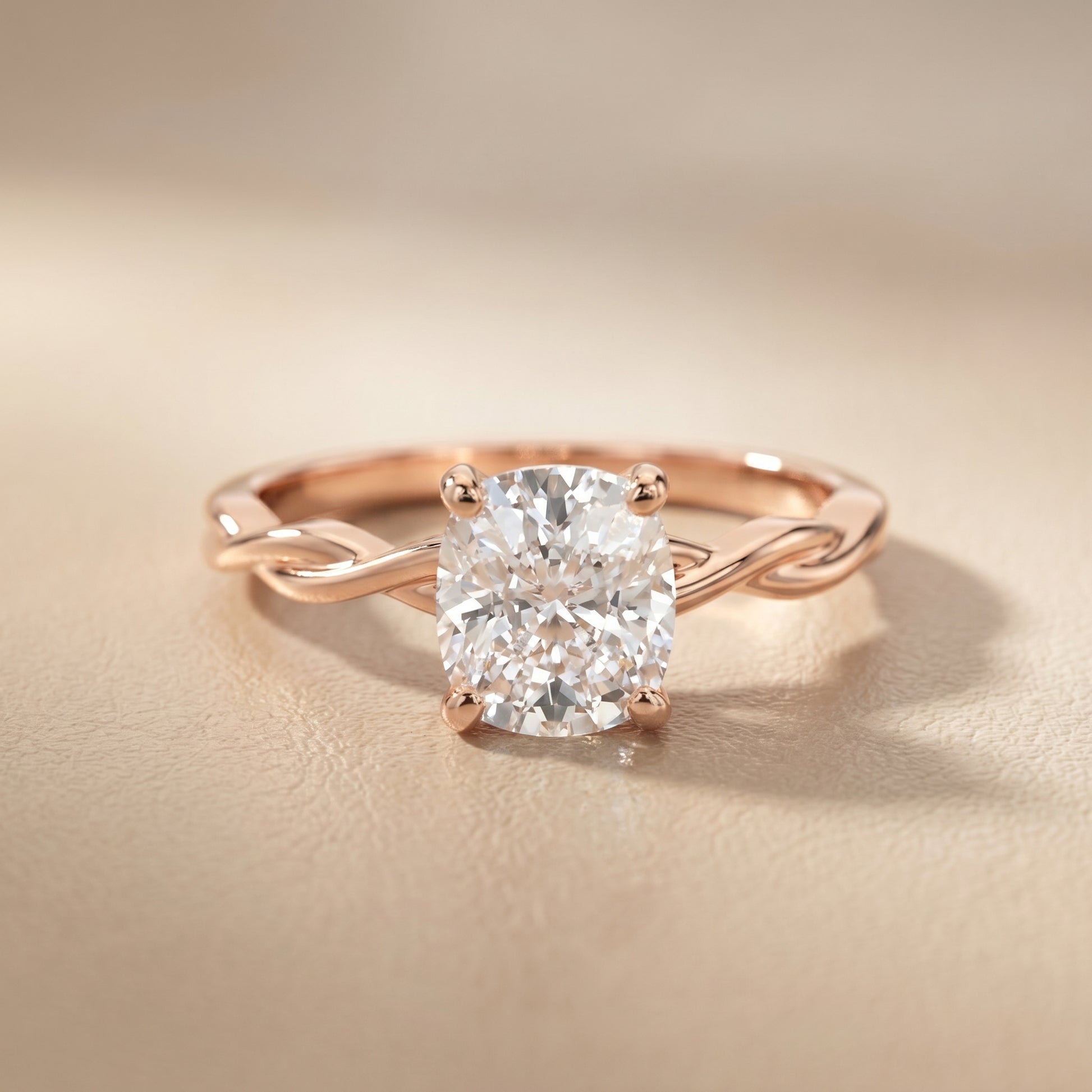 Cushion Cut Lab Grown Diamond Ring in Rose Gold