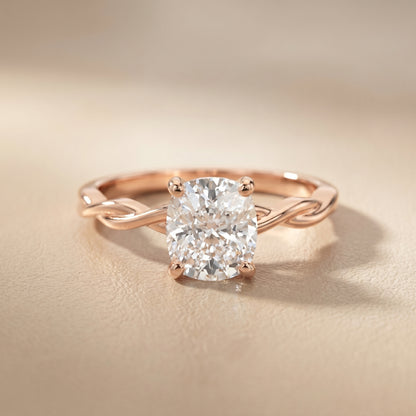 Cushion Cut Lab Grown Diamond Ring in Rose Gold