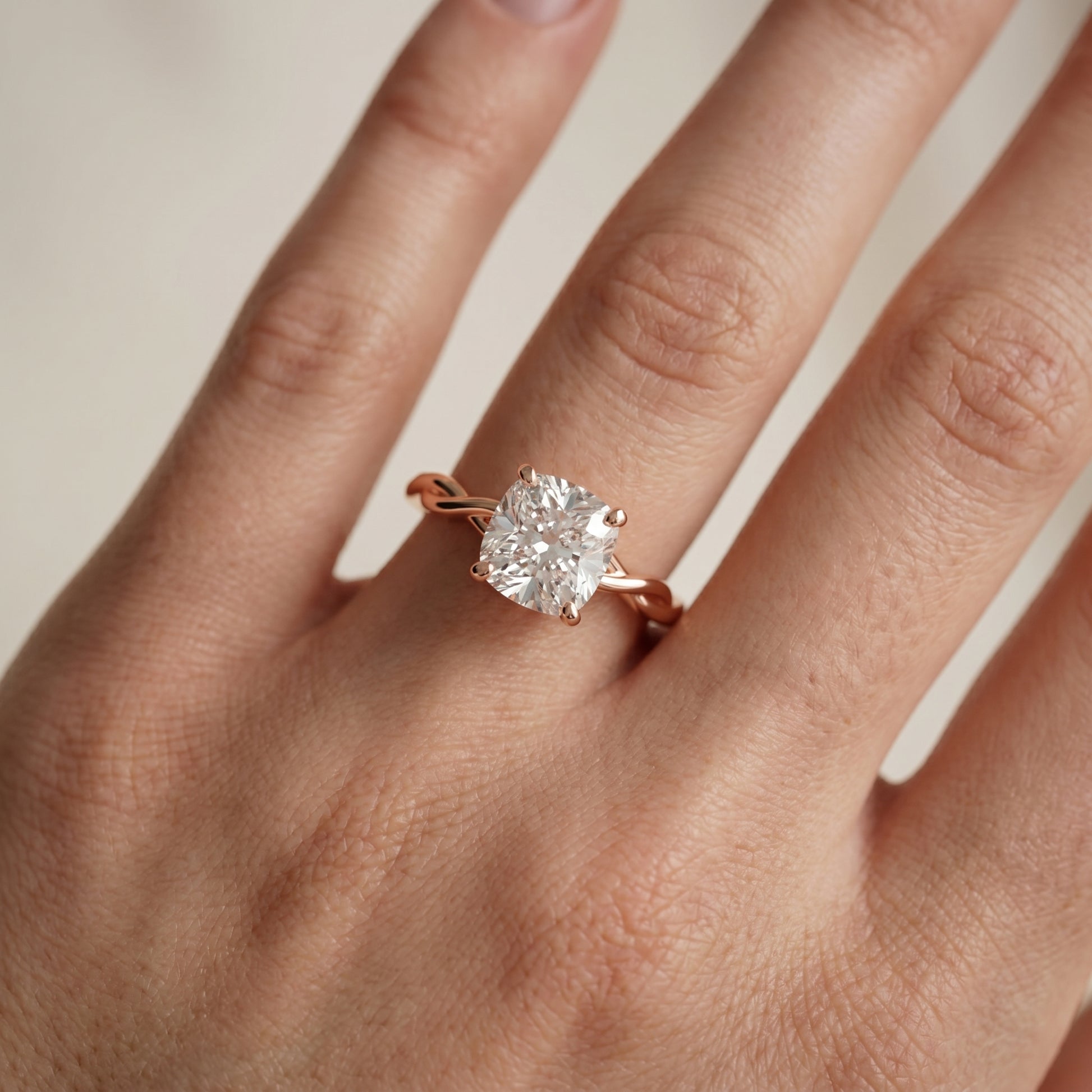 Cushion Cut Lab Grown Diamond Ring in Rose Gold