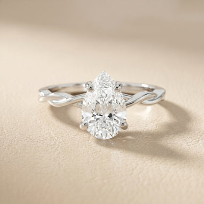 Pear Cut Lab Grown Diamond Ring in Platinum