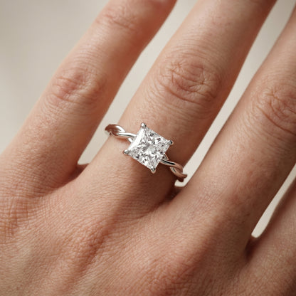 Princess Cut Lab Grown Diamond Ring in White Gold