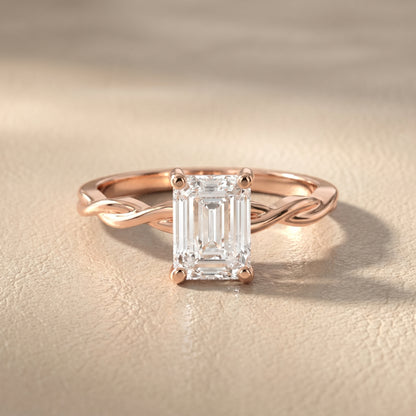 Emerald Cut Lab Grown Diamond Ring in Rose Gold