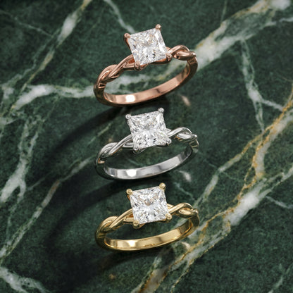 Princess Cut Lab Grown Diamond Ring in Silver