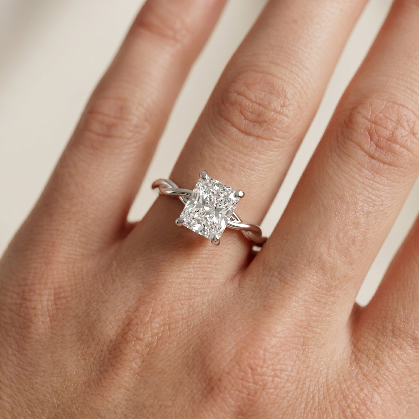 Radiant Cut Lab Grown Diamond Ring in White Gold