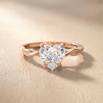 Heart Cut Lab Grown Diamond Ring in Rose Gold