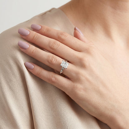 Radiant Cut Lab Grown Diamond Ring in Platinum