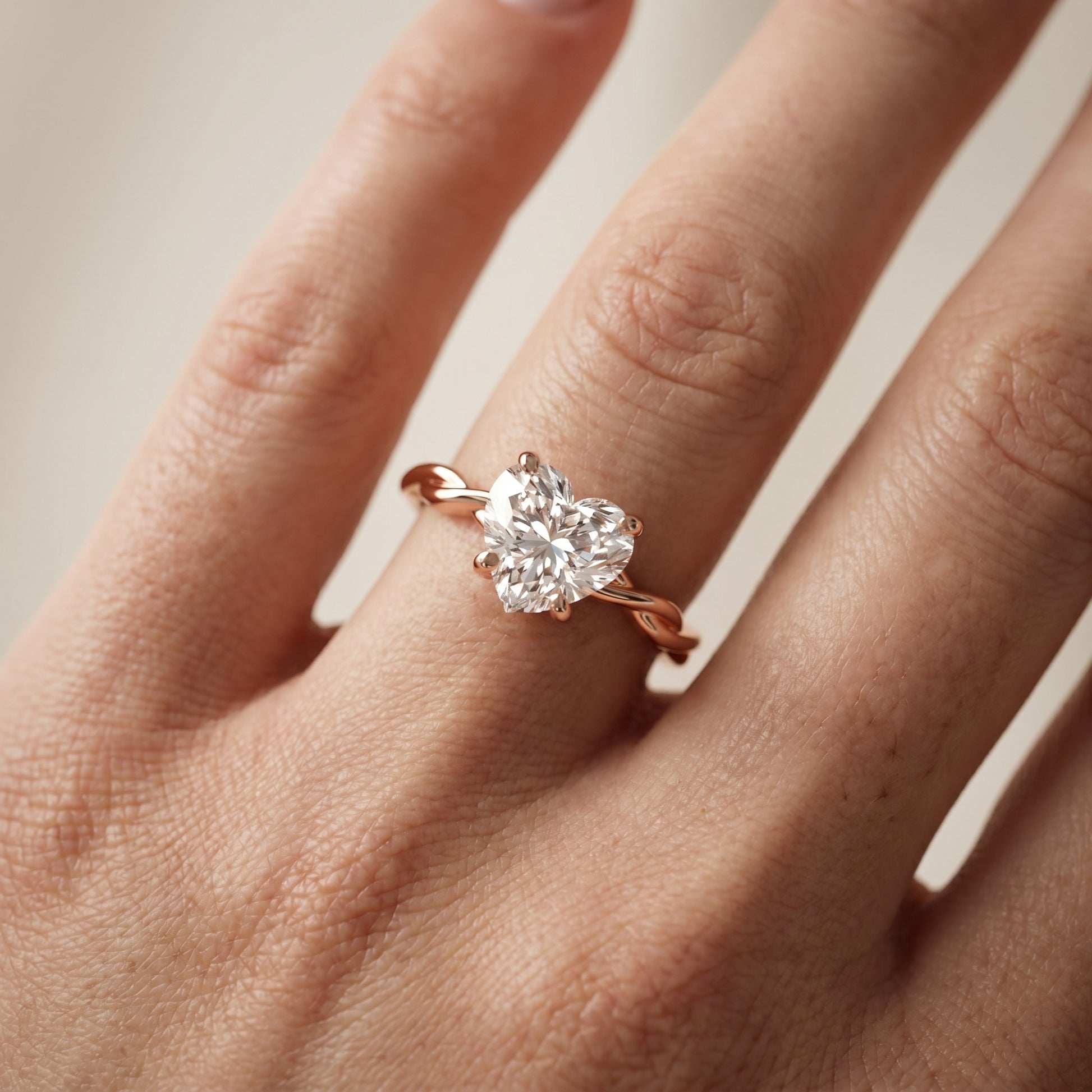 Heart Cut Lab Grown Diamond Ring in Rose Gold