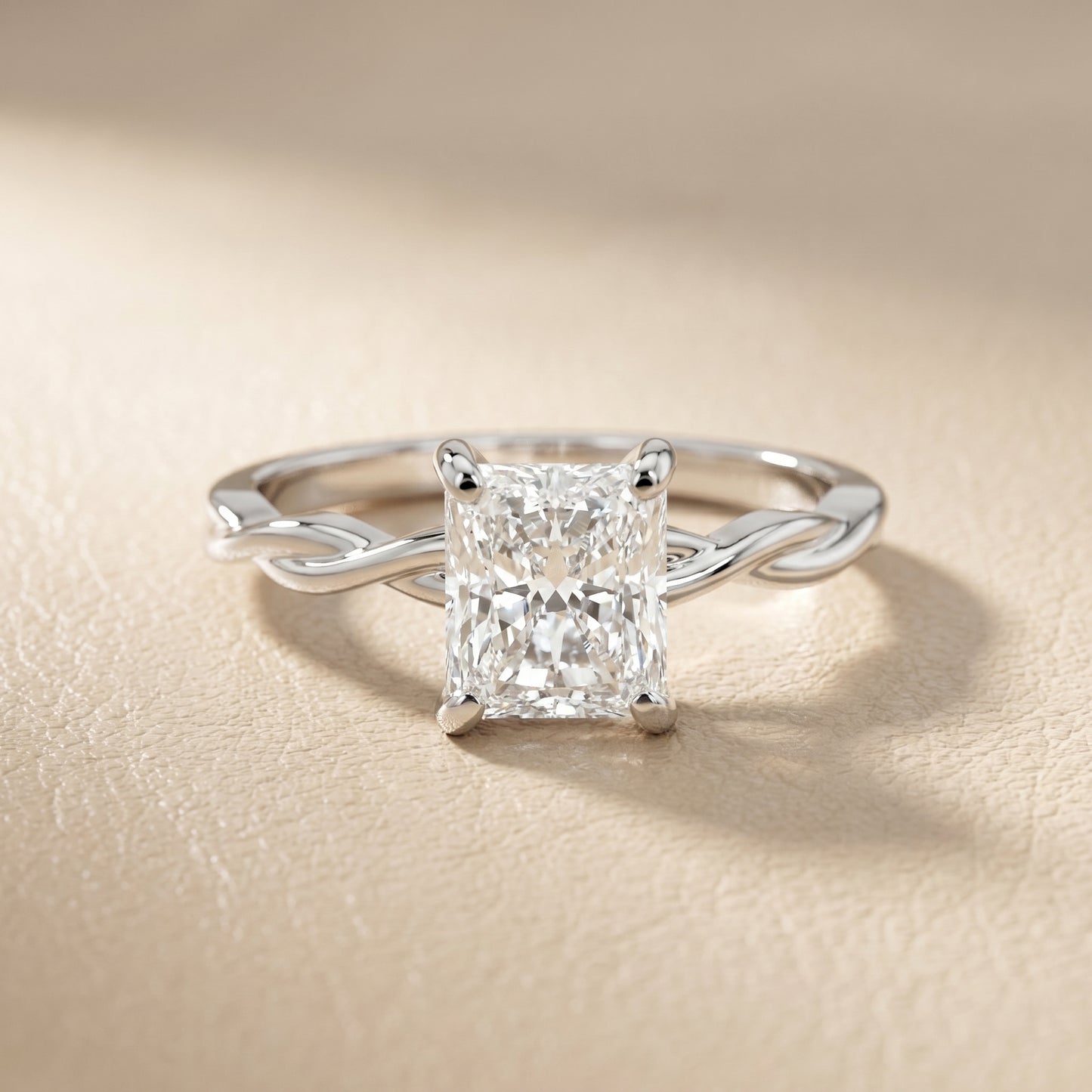 Radiant Cut Lab Grown Diamond Ring in White Gold