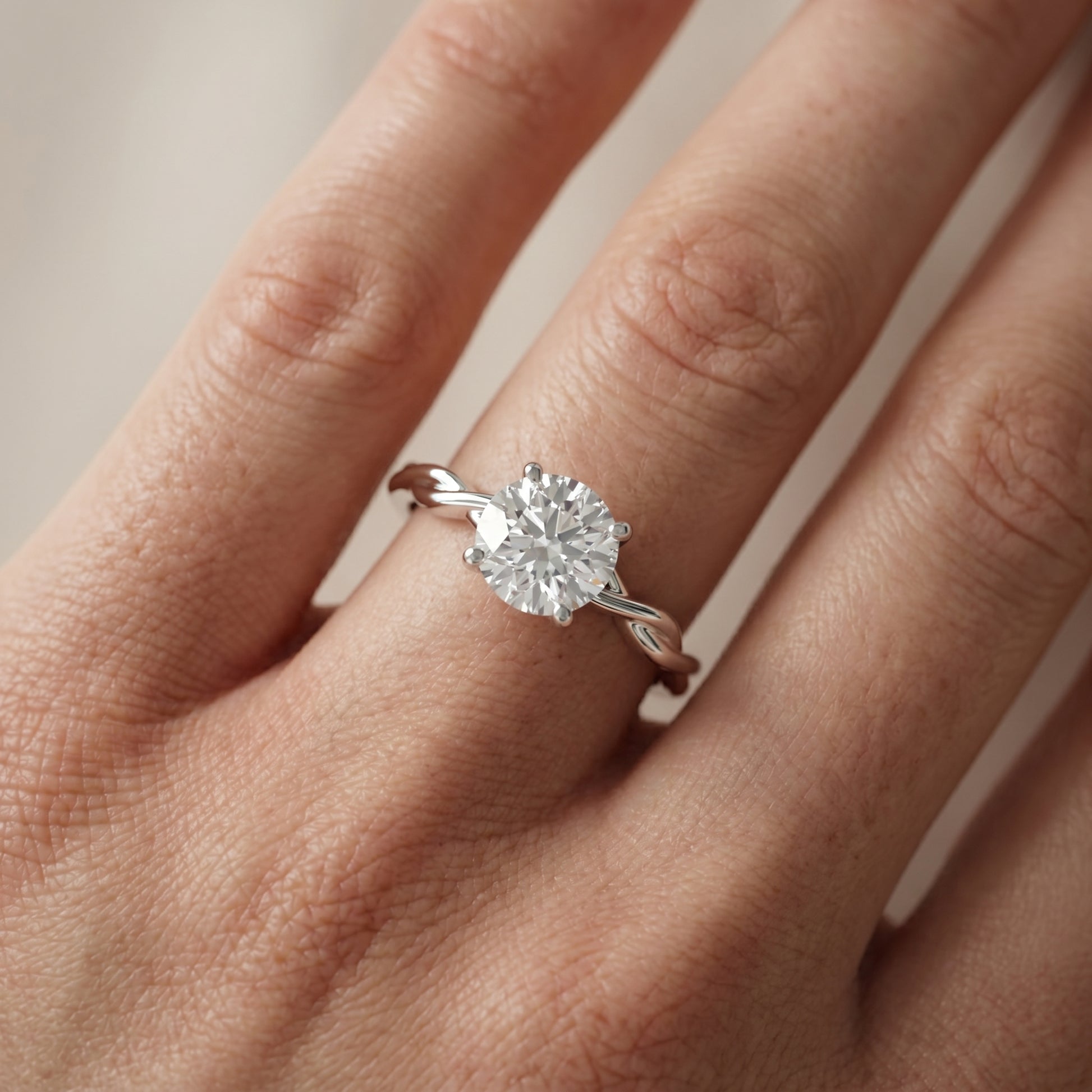 Round Cut Lab Grown Diamond Ring in Platinum