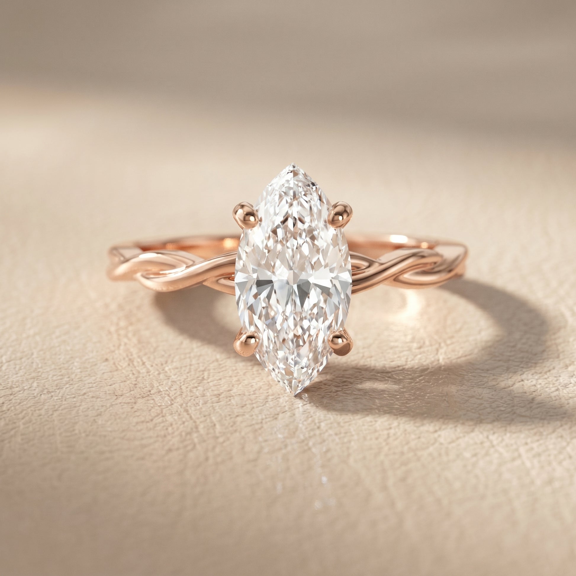 Marquise Cut Lab Grown Diamond Ring in Rose Gold