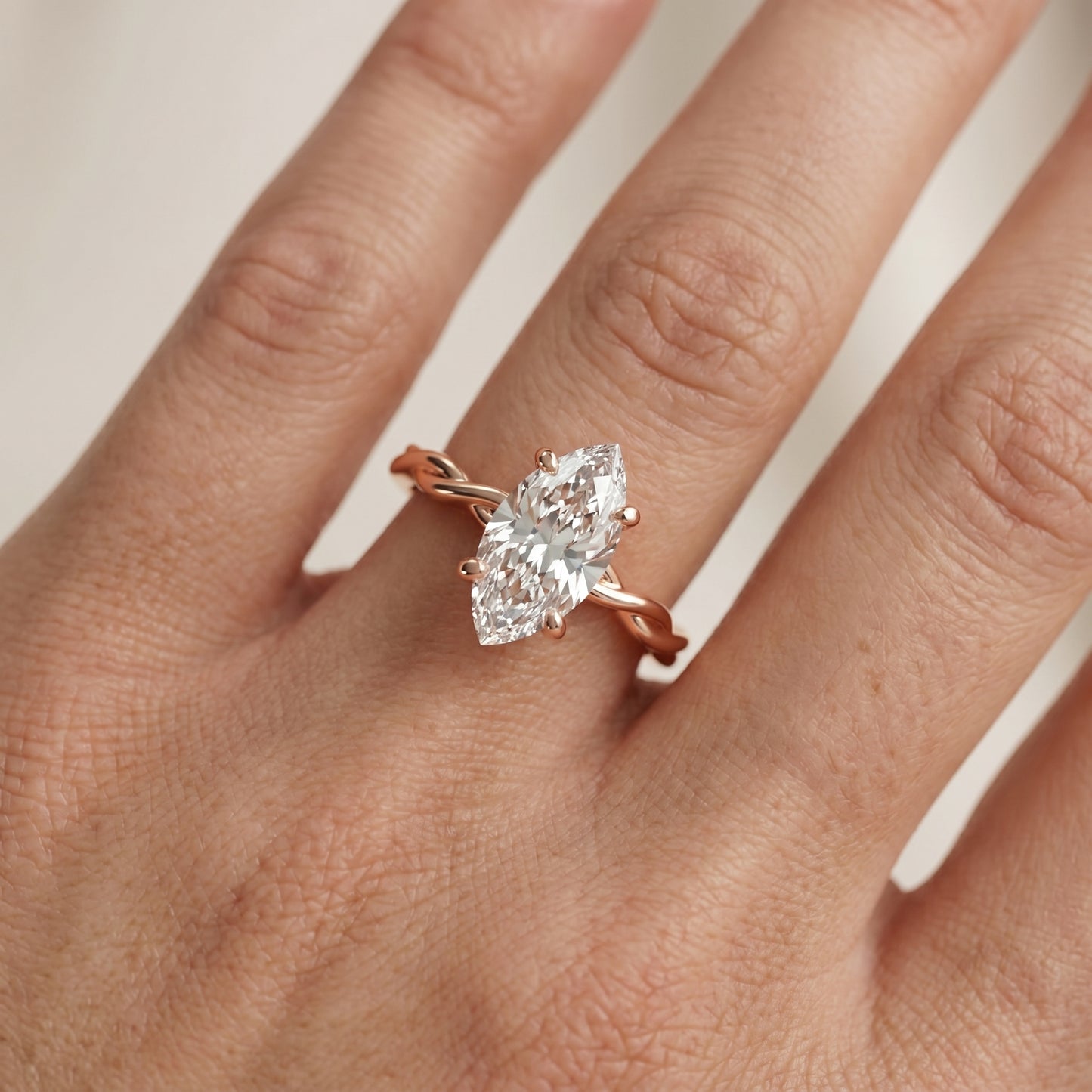 Marquise Cut Lab Grown Diamond Ring in Rose Gold