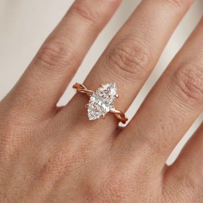 Marquise Cut Lab Grown Diamond Ring in Rose Gold