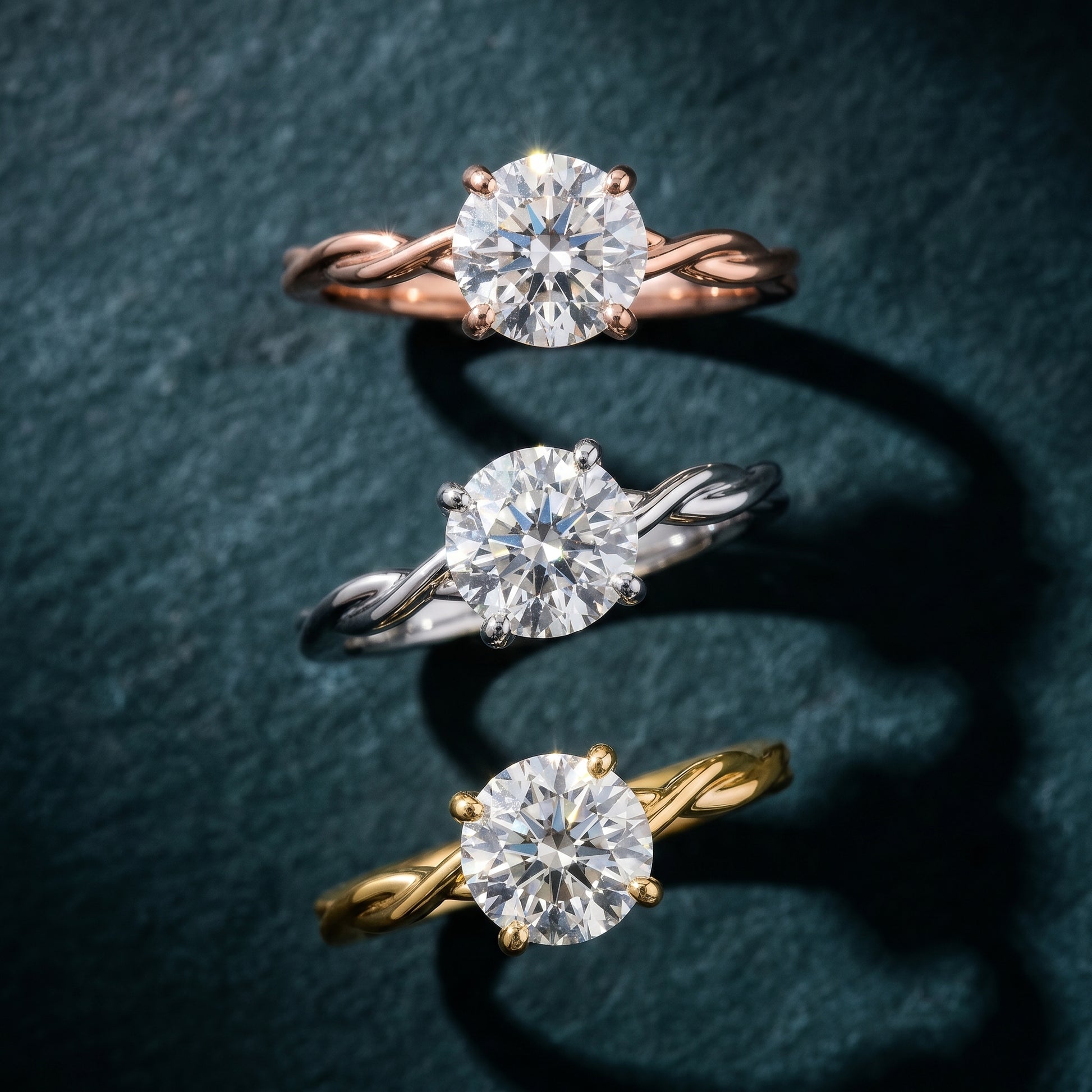 Round Cut Lab Grown Diamond Ring in White Gold