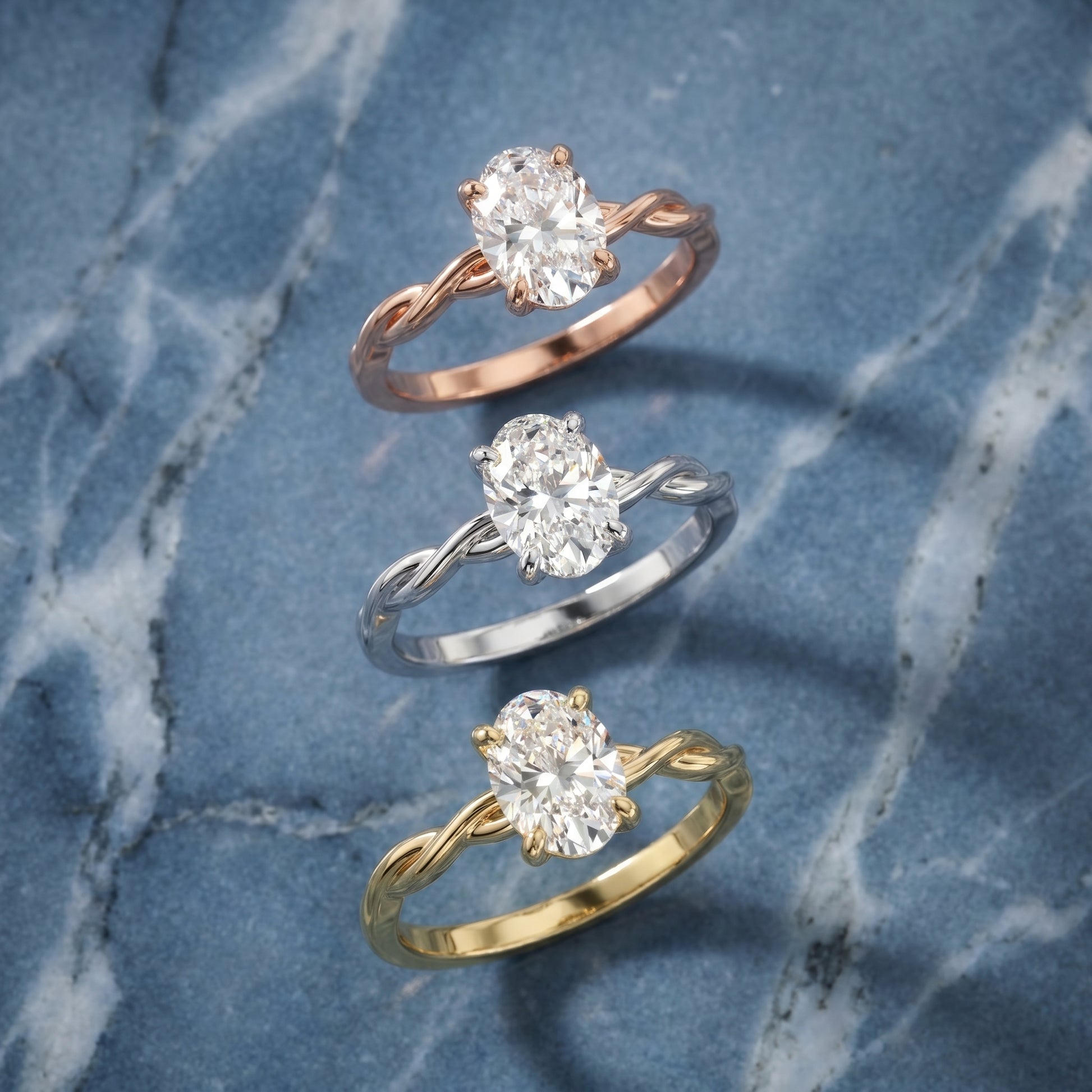 Oval Cut Lab Grown Diamond Ring in Rose Gold