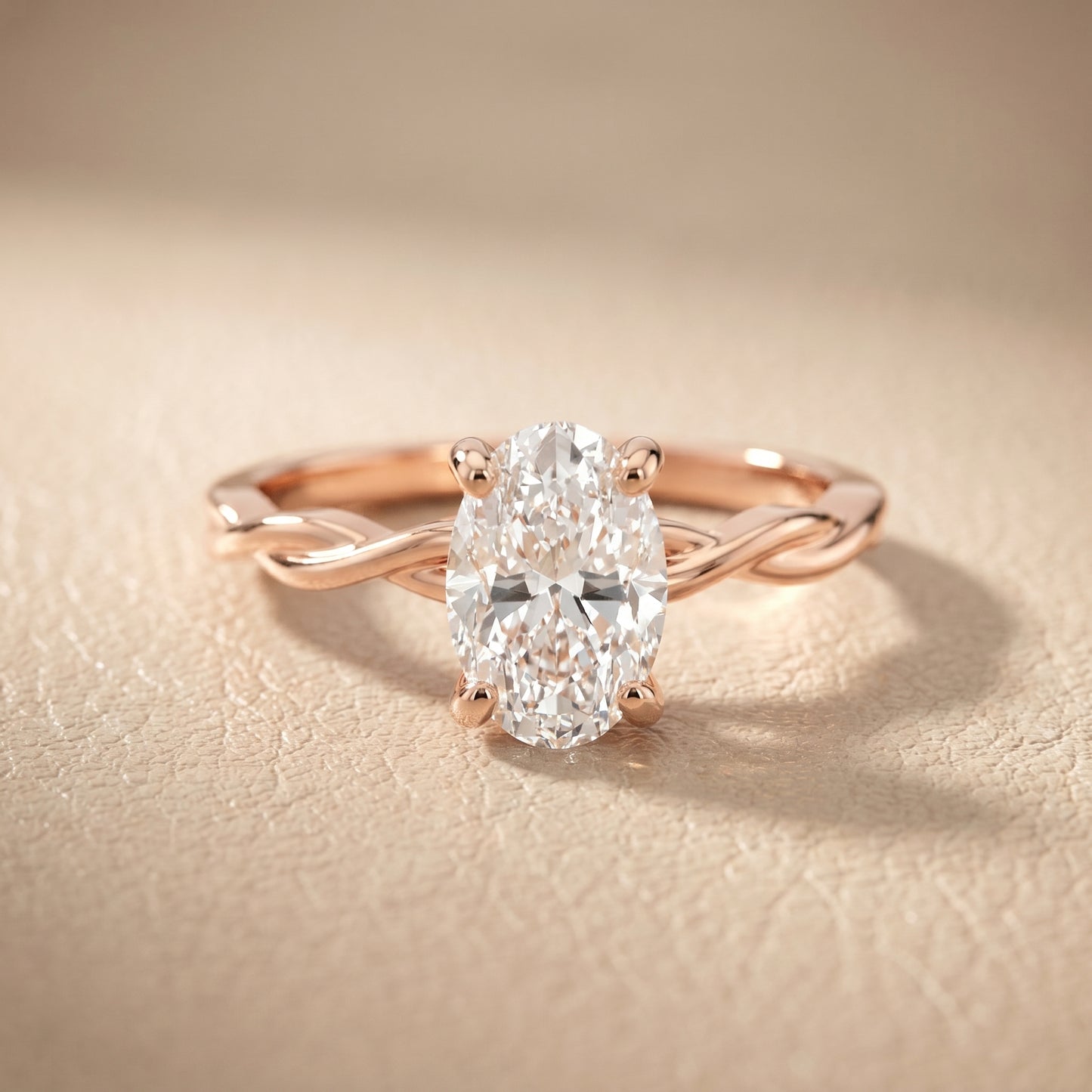 Oval Cut Lab Grown Diamond Ring in Rose Gold