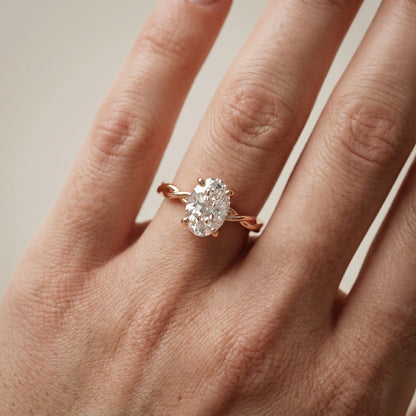 Oval Cut Lab Grown Diamond Ring in Rose Gold