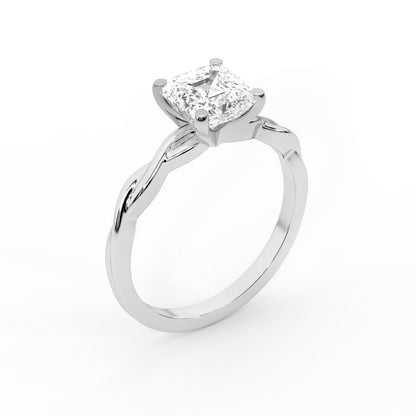 Asscher Cut Lab Grown Diamond Ring in White Gold