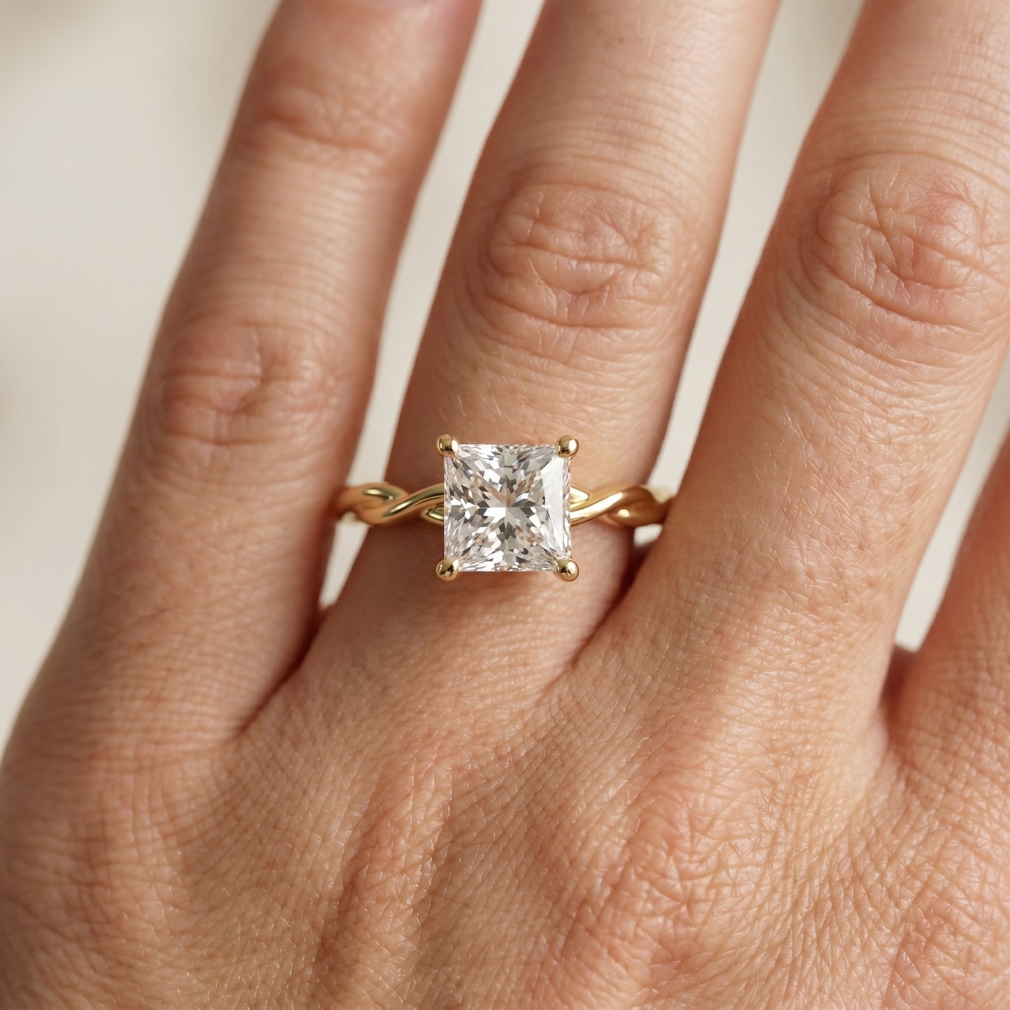 Princess Cut Lab Grown Diamond Ring in Yellow Gold