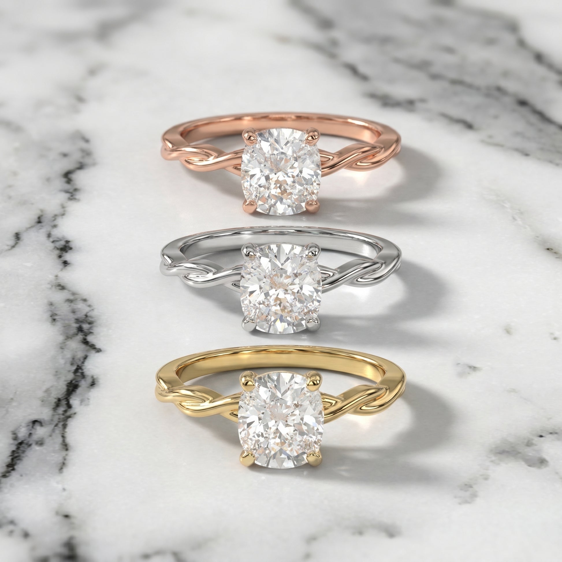 Cushion Cut Lab Grown Diamond Ring in Silver