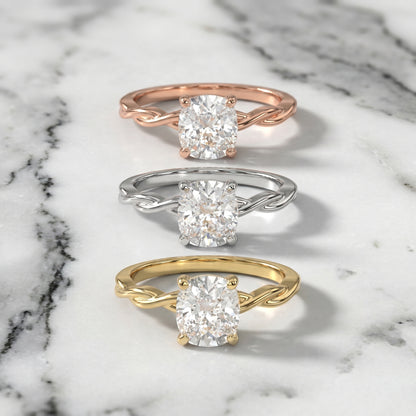 Cushion Cut Lab Grown Diamond Ring in Silver