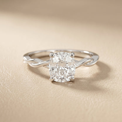 Cushion Cut Lab Grown Diamond Ring in White Gold