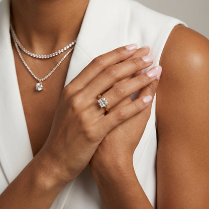 Princess Cut Lab Grown Diamond Ring in Yellow Gold
