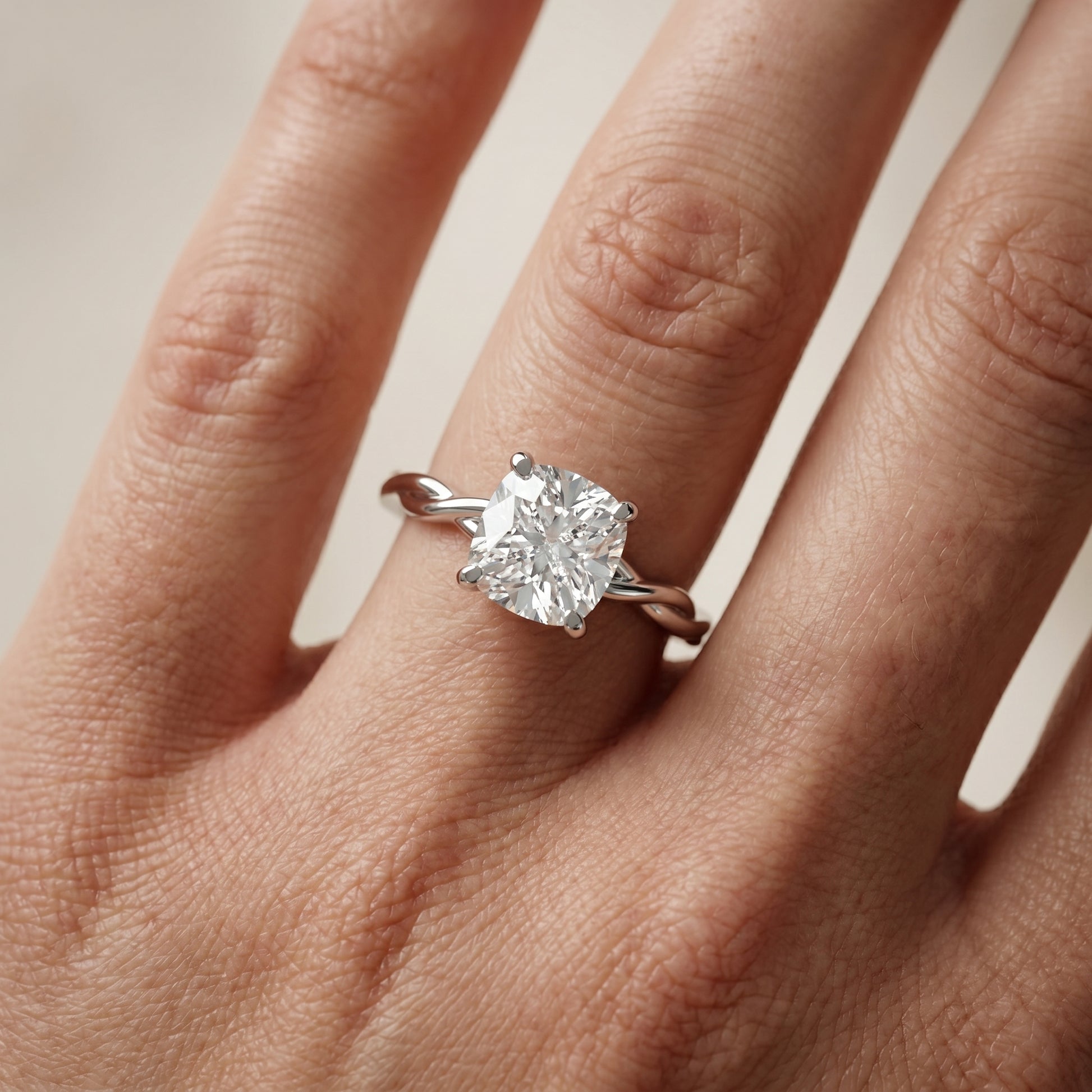 Cushion Cut Lab Grown Diamond Ring in White Gold
