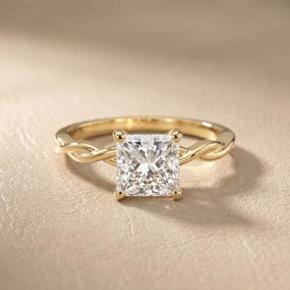 Princess Cut Lab Grown Diamond Ring in Yellow Gold