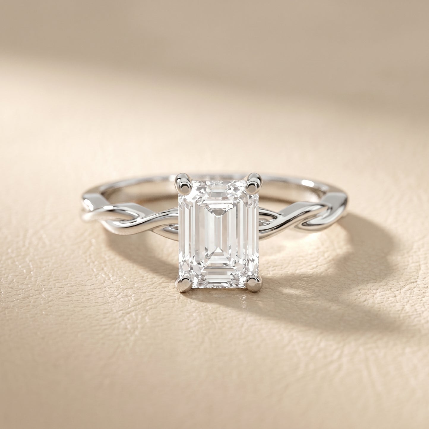 Emerald Cut Lab Grown Diamond Ring in Silver