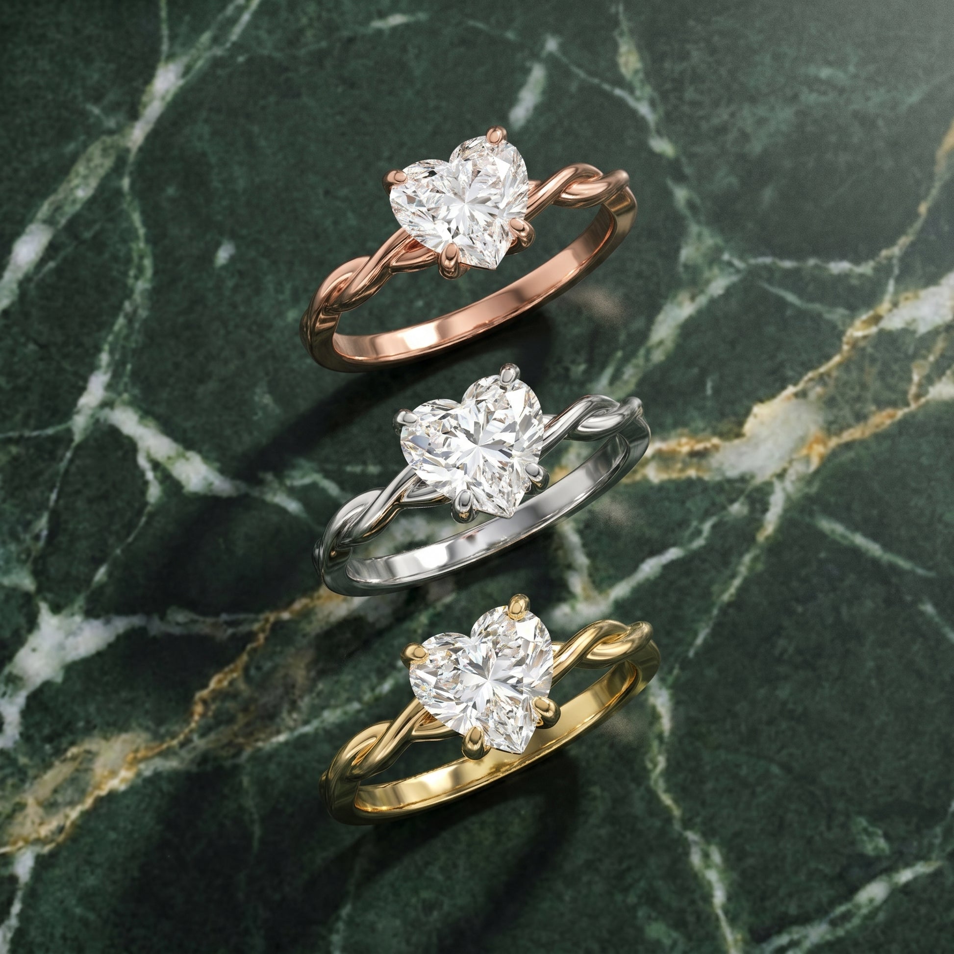 Heart Cut Lab Grown Diamond Ring in White Gold