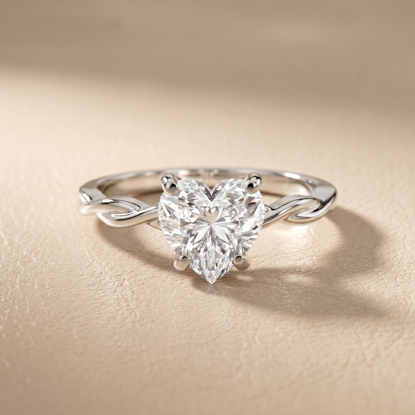 Heart Cut Lab Grown Diamond Ring in White Gold