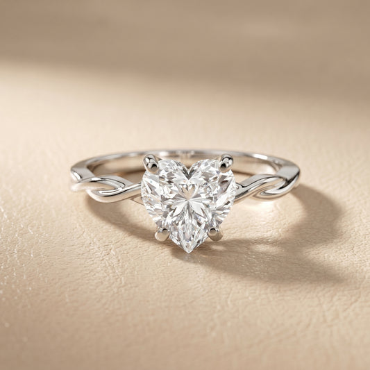 Heart Cut Lab Grown Diamond Ring in White Gold
