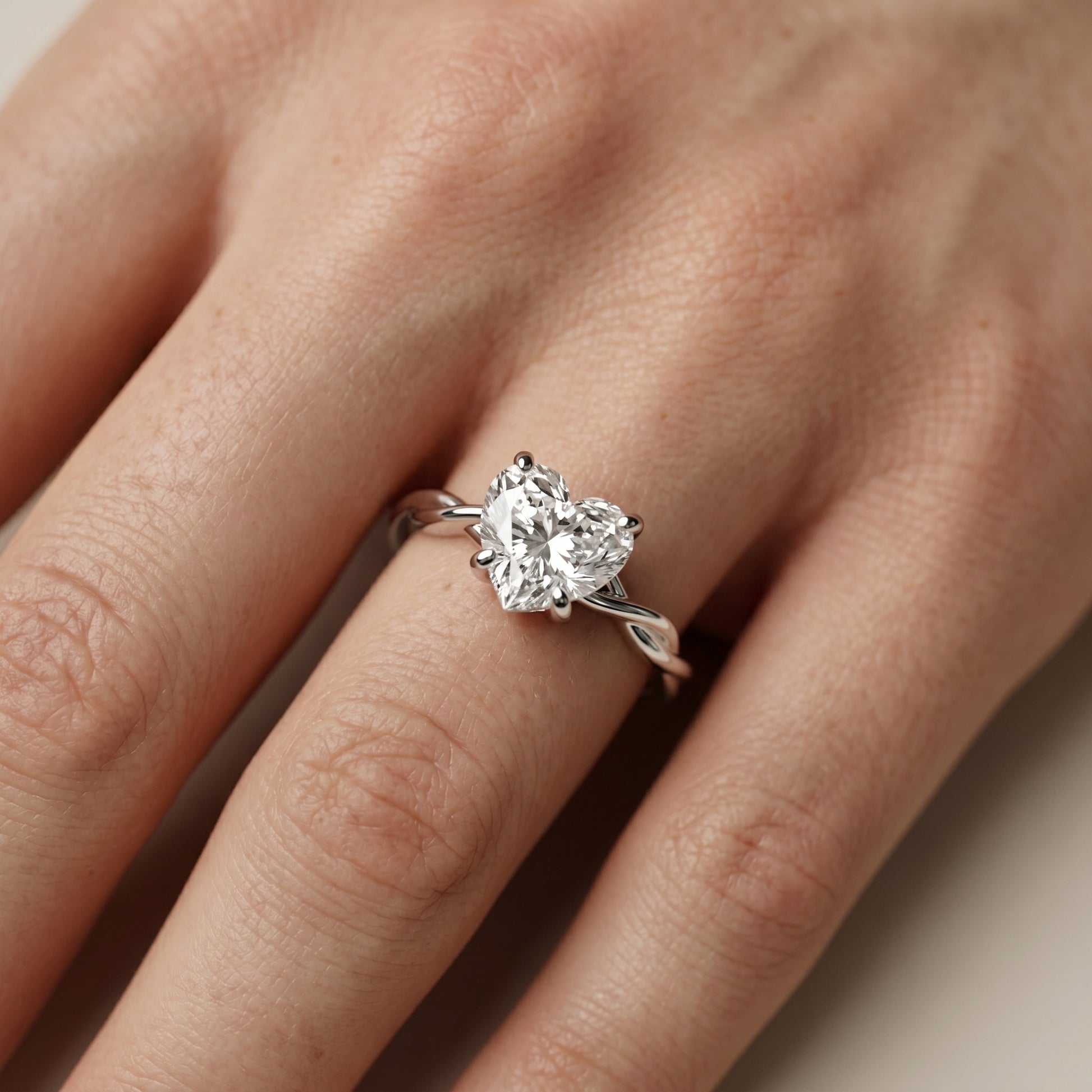 Heart Cut Lab Grown Diamond Ring in White Gold