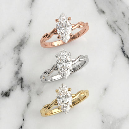 Marquise Cut Lab Grown Diamond Ring in Platinum