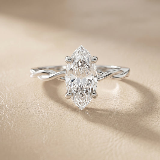 Marquise Cut Lab Grown Diamond Ring in White Gold