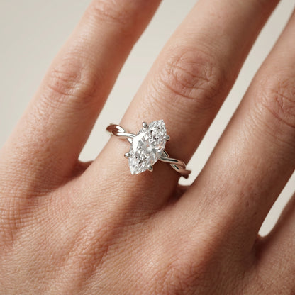 Marquise Cut Lab Grown Diamond Ring in Silver
