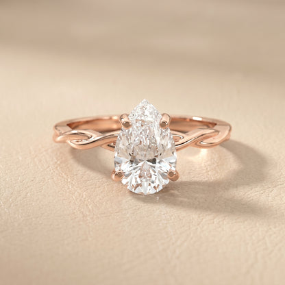 Pear Cut Lab Grown Diamond Ring in Rose Gold