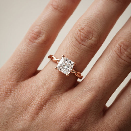 Princess Cut Lab Grown Diamond Ring in Rose Gold