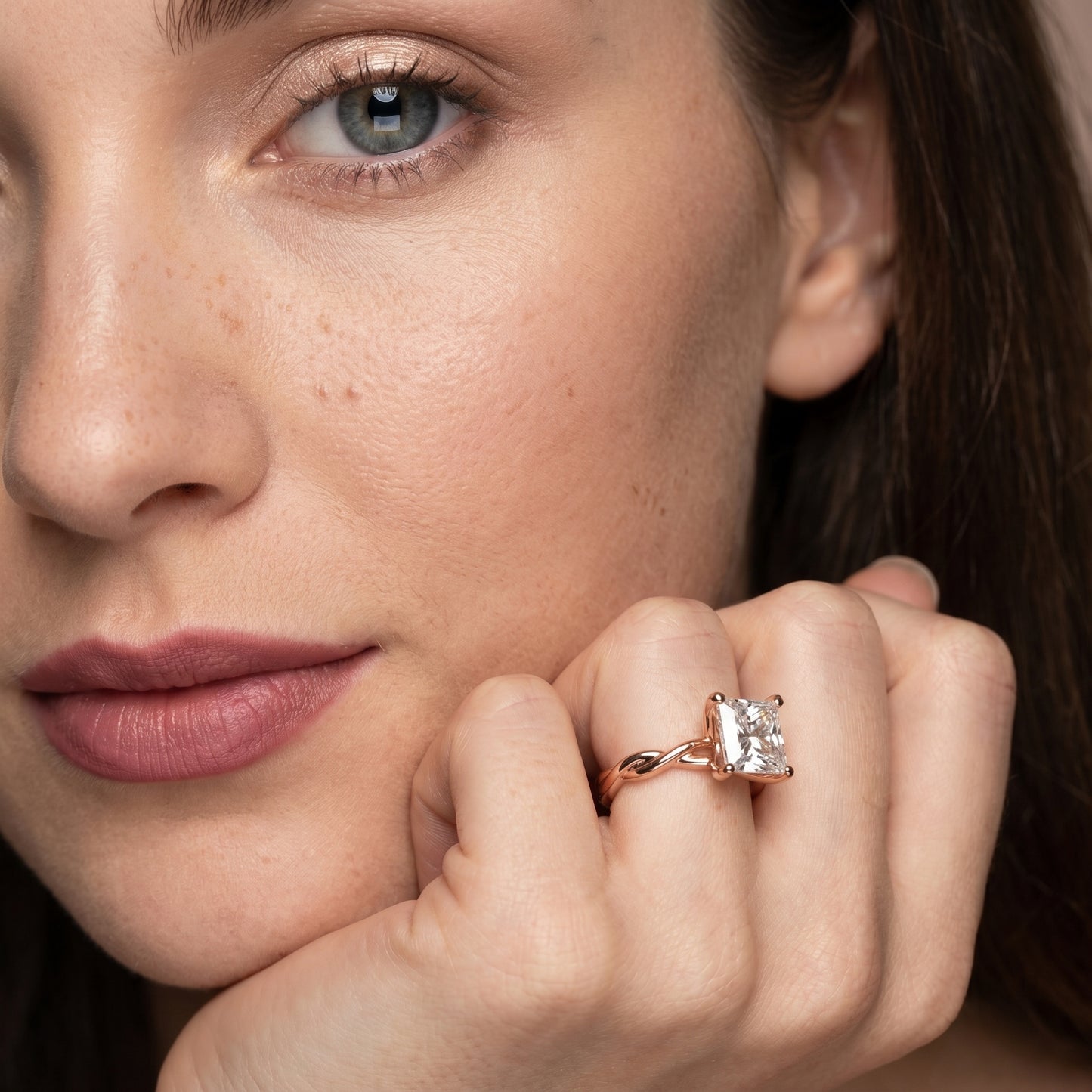Princess Cut Lab Grown Diamond Ring in Rose Gold