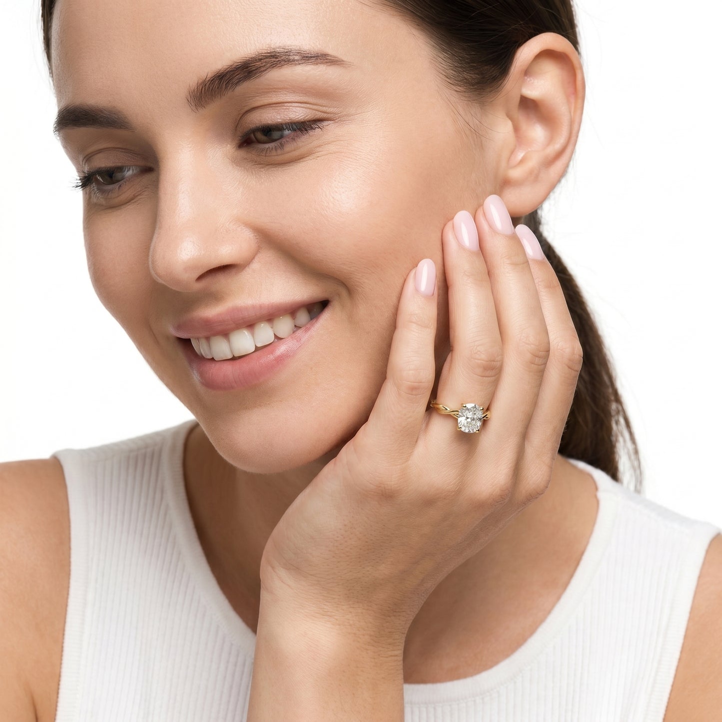 Cushion Cut Lab Grown Diamond Ring in Yellow Gold