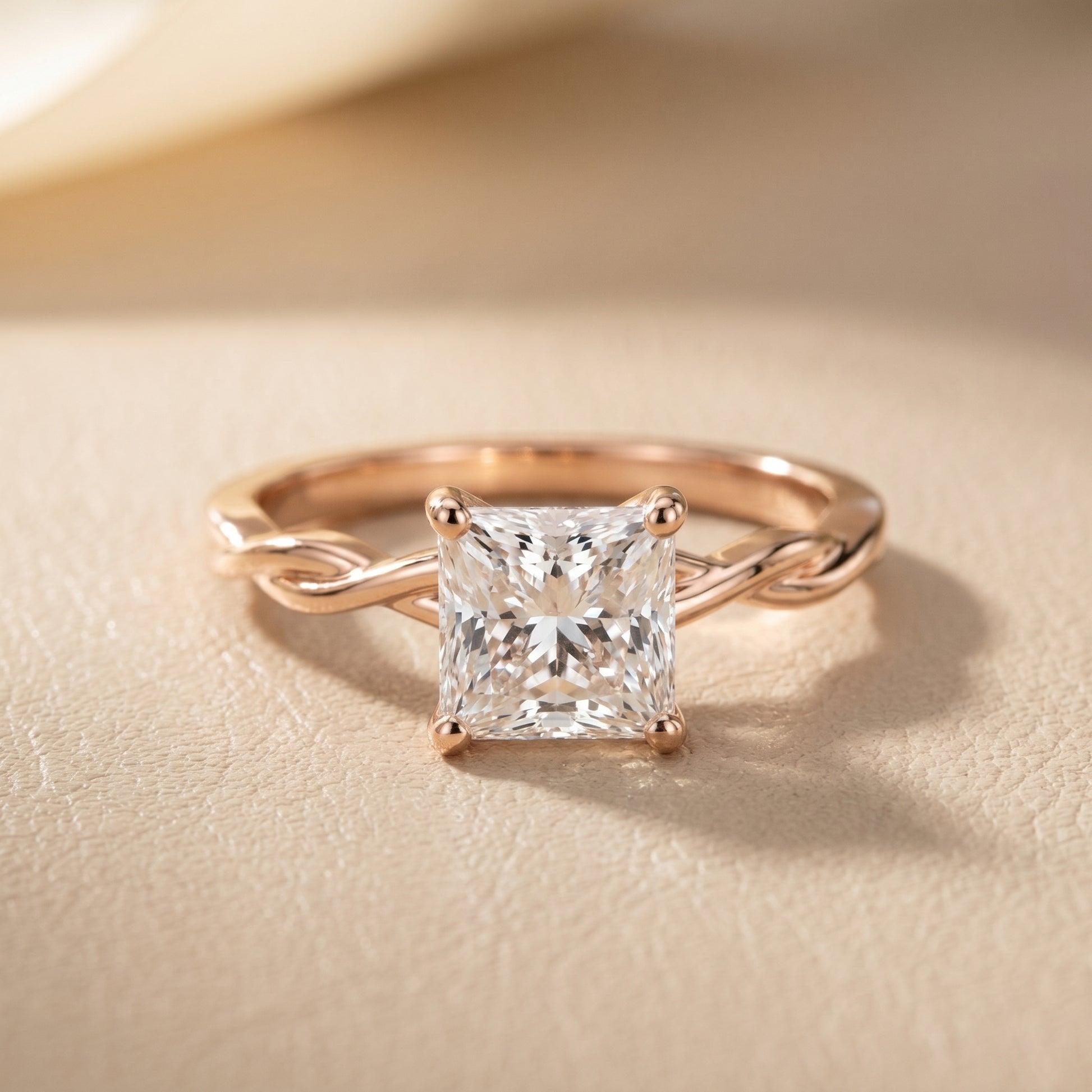 Princess Cut Lab Grown Diamond Ring in Rose Gold