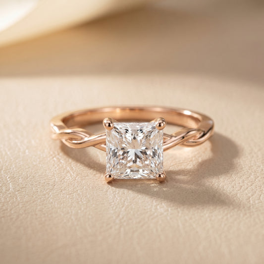 Princess Cut Lab Grown Diamond Ring in Rose Gold