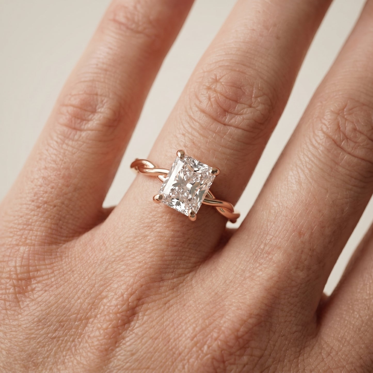 Radiant Cut Lab Grown Diamond Ring in Rose Gold
