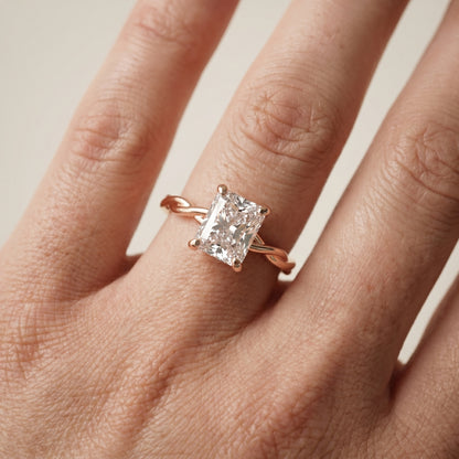 Radiant Cut Lab Grown Diamond Ring in Rose Gold