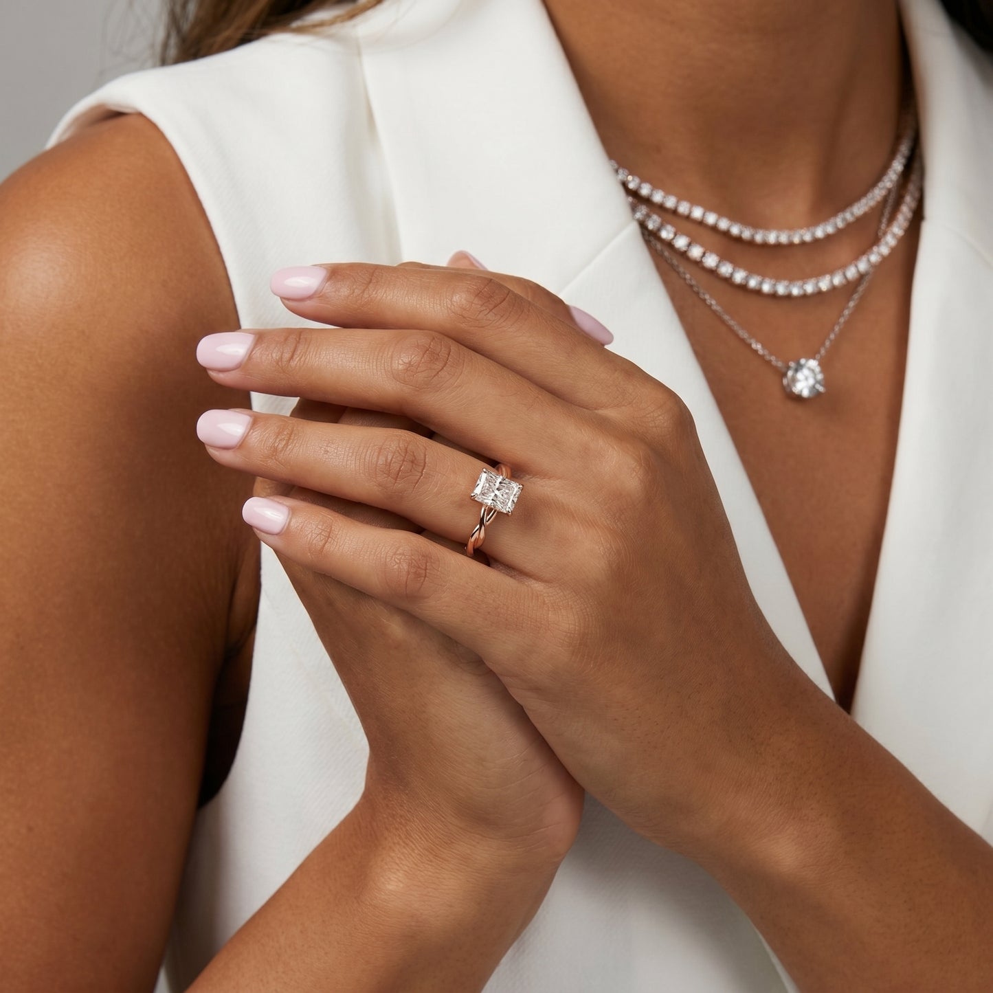 Radiant Cut Lab Grown Diamond Ring in Rose Gold